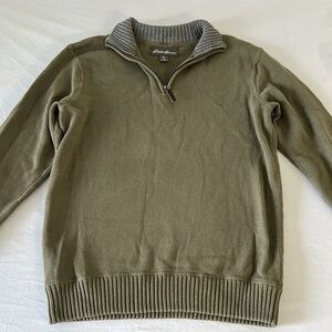 Eddie Bauer Green and Gray Zip Up Sweater
